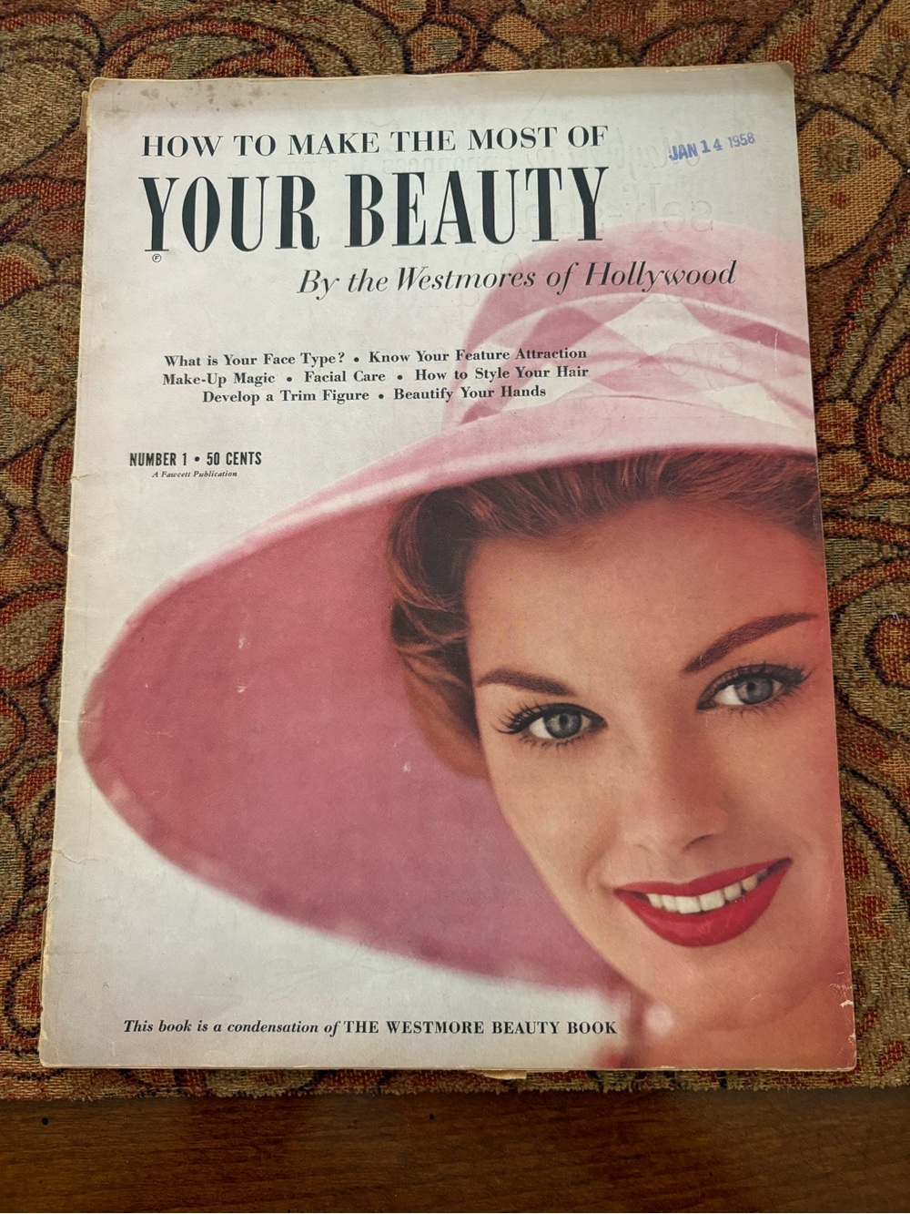 ✨Vintage 1956 Westmore of Hollywood YOUR BEAUTY Magazine #1 Fawcett 1958 Stamp✨